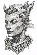solo leveling statue head tattoo design idea
