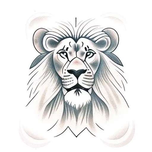 jesus face with half lion face tattoo design idea