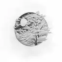 Cherry Blossom moon tattoo design idea