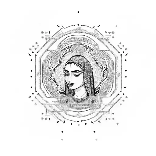 Traditional Palestinian embroidery tattoo design idea