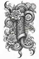 scroll with name and dates tattoo design idea