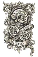 scroll with name and dates tattoo design idea