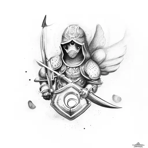 cupido com arco e flecha tattoo design idea