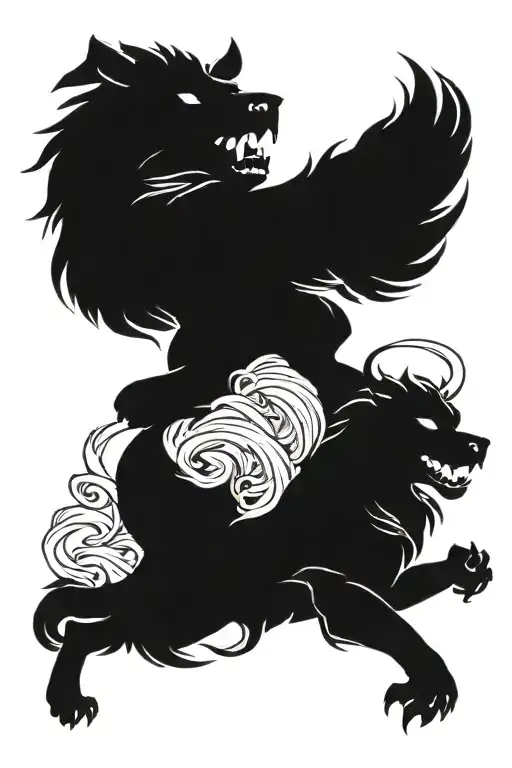 Cerberus and hades Greek god tattoo design idea