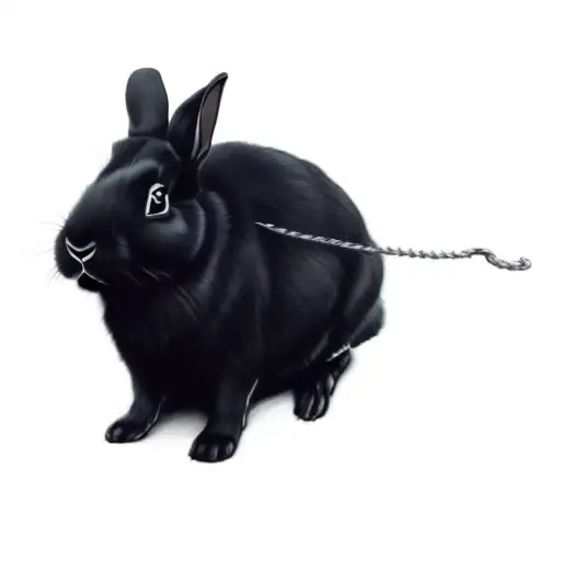 a black rabbit on a leash tattoo design idea
