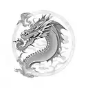 asian dragon Withe Saskia Flowers and Samurai  tattoo design idea