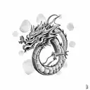 asian dragon Withe Saskia Flowers and Samurai  tattoo design idea