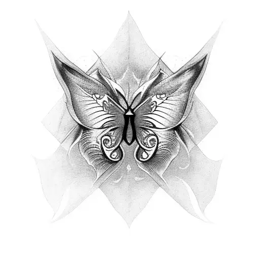mariposa prendida fuego tattoo design idea