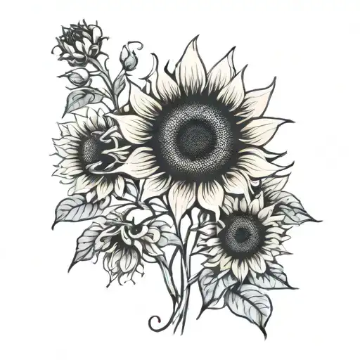wildflowers sunflower as sun shining tattoo design idea