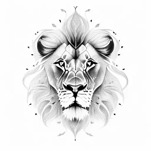 Lion with butterfly tattoo design idea