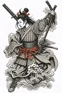 Black and grey Female Samurai warrior tattoo design idea