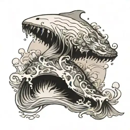 white ocean tattoo design idea