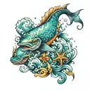 colorful ocean tattoo design idea