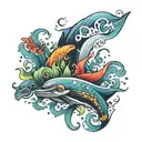colorful ocean tattoo design idea