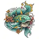 colorful ocean tattoo design idea