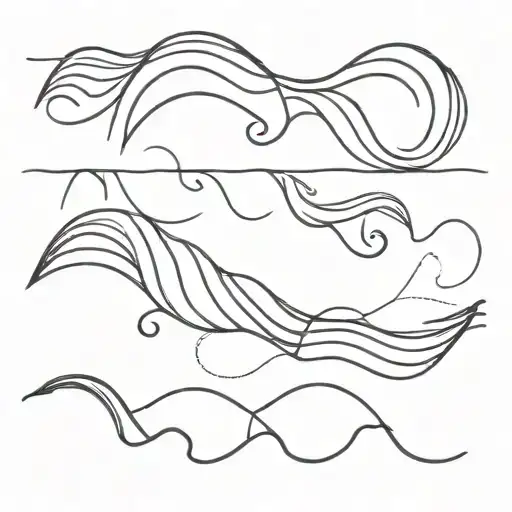Waves line  tattoo design idea