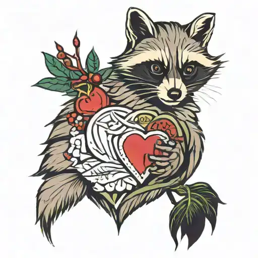 sacred heart jesus raccoon  tattoo design idea