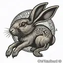 rabbit on an American penny coin tattoo design idea