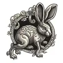 rabbit on an American penny coin tattoo design idea