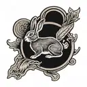 rabbit on an American penny coin tattoo design idea