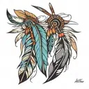 Cherokee Indian feathers tattoo design idea