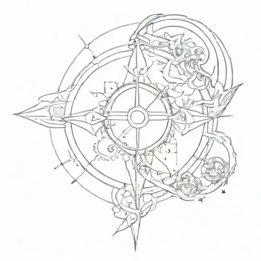 thème astral signs intertwined tattoo design idea