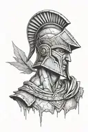 spartan bust cracked tattoo design idea