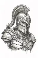 spartan bust cracked tattoo design idea