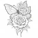 Rose with butterfly wings tattoo design idea
