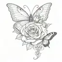 Rose with butterfly wings tattoo design idea