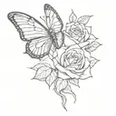 Rose with butterfly wings tattoo design idea