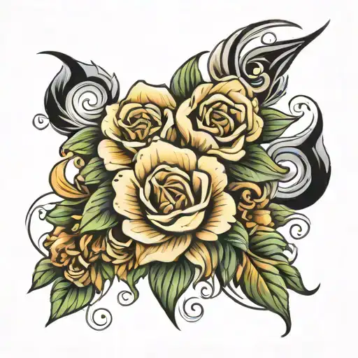nursing floral  tattoo design idea