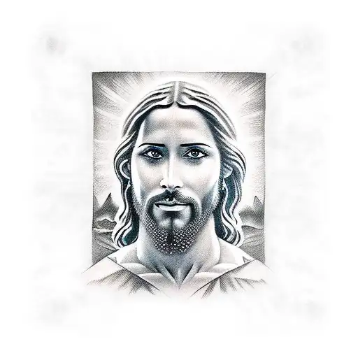 A new-school style tattoo of Jesus with a revolver in his moutj committing suicide tattoo design idea