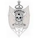 Design a trash polka tattoo featuring elements of army insignia and symbols from Band of Brothers tattoo design idea