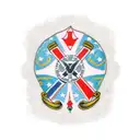Design a trash polka tattoo featuring elements of army insignia and symbols from Band of Brothers tattoo design idea