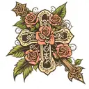 rose cross Joshua 1:9 tattoo design idea