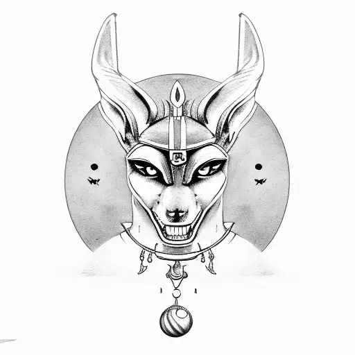 Anubis with libra in hand and black sun behind  tattoo design idea