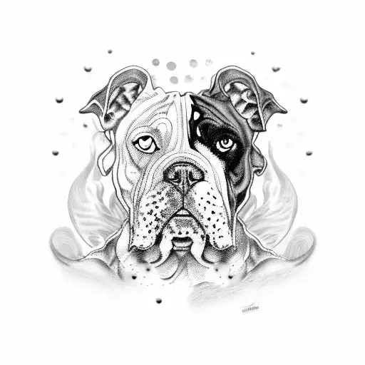 A black-grey tattoo of Venus emerging from a sea of American bulldog paw prints tattoo design idea