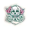 chicano santa muerte with roses tattoo design idea