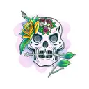 chicano santa muerte with roses tattoo design idea