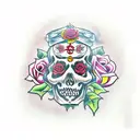 chicano santa muerte with roses tattoo design idea