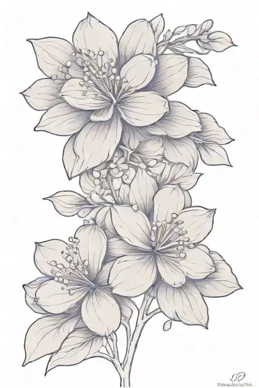 One lilac flower blooms, close-up tattoo design idea