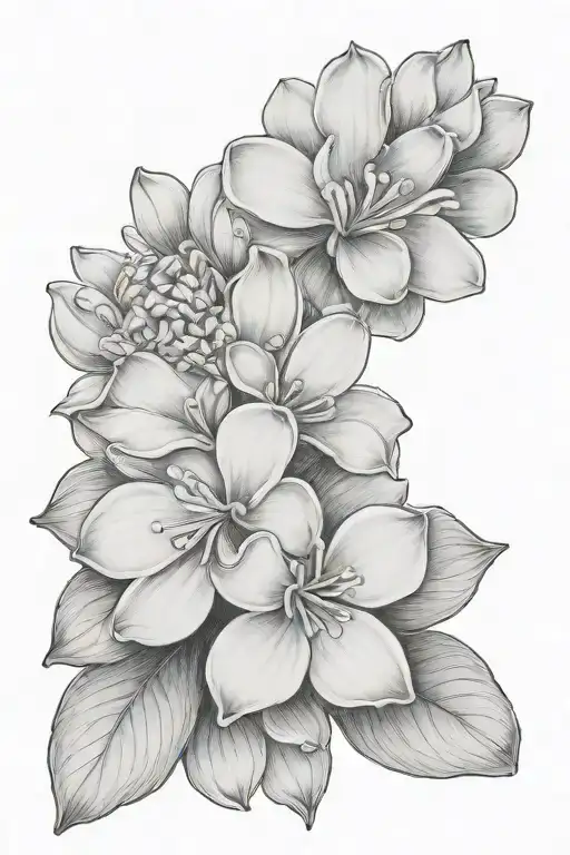 One lilac flower blooms, close-up tattoo design idea