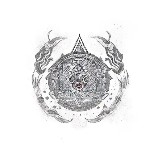 mix of aquarius sign and hanaya tattoo design idea