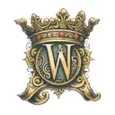 the letter w combined with a crown tattoo design idea