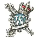 the letter w combined with a crown tattoo design idea