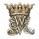 the letter w combined with a crown tattoo design idea