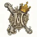 the letter w combined with a crown tattoo design idea