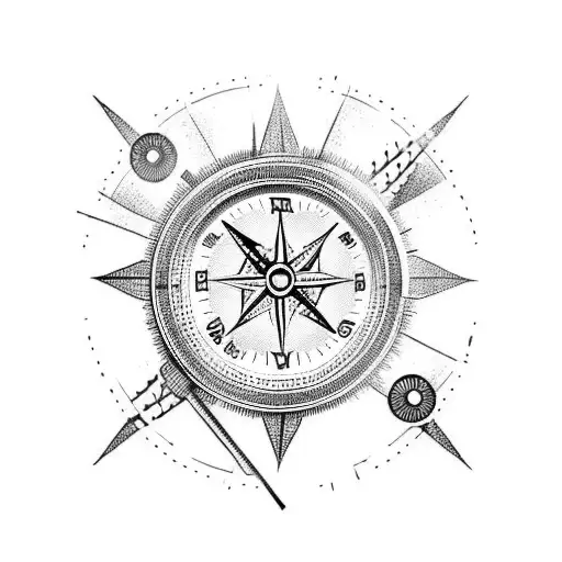 cover up existing tattoo with clock and compass tattoo design idea