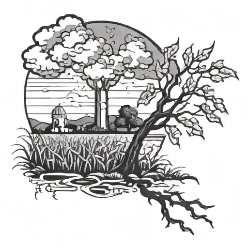 lightning strikes cornfield tattoo design idea